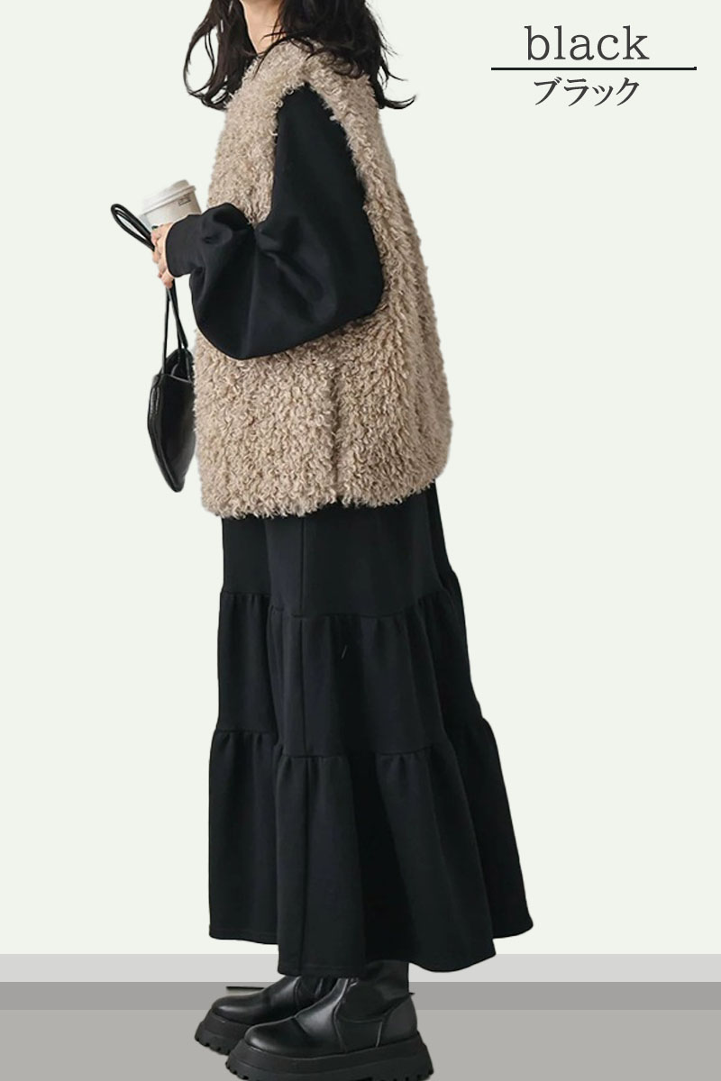 ワンピース 秋冬 大きめ カジュアル ゆったり ロング丈 スウェット 無地 秋冬 |  | 09