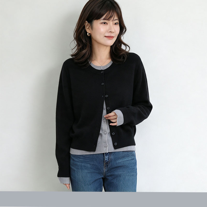 ニットカーディガン レディース レイヤード風 配色ニット スフレニット 長袖 トップス 重ね着風 バイカラー |  | 16
