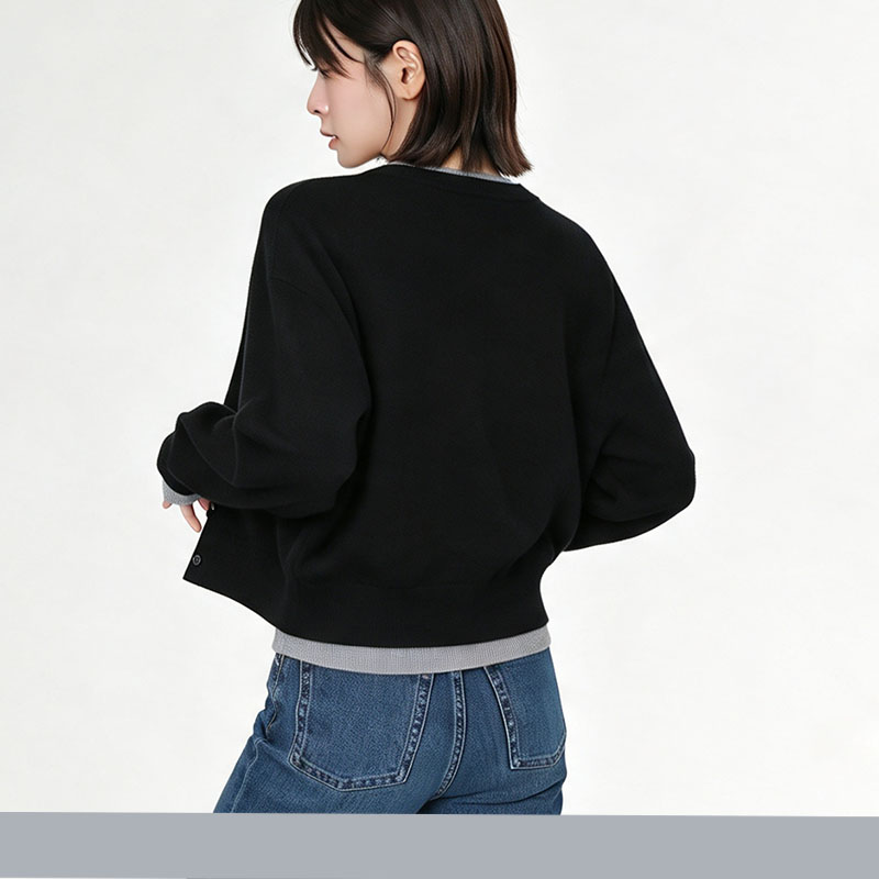 ニットカーディガン レディース レイヤード風 配色ニット スフレニット 長袖 トップス 重ね着風 バイカラー |  | 18