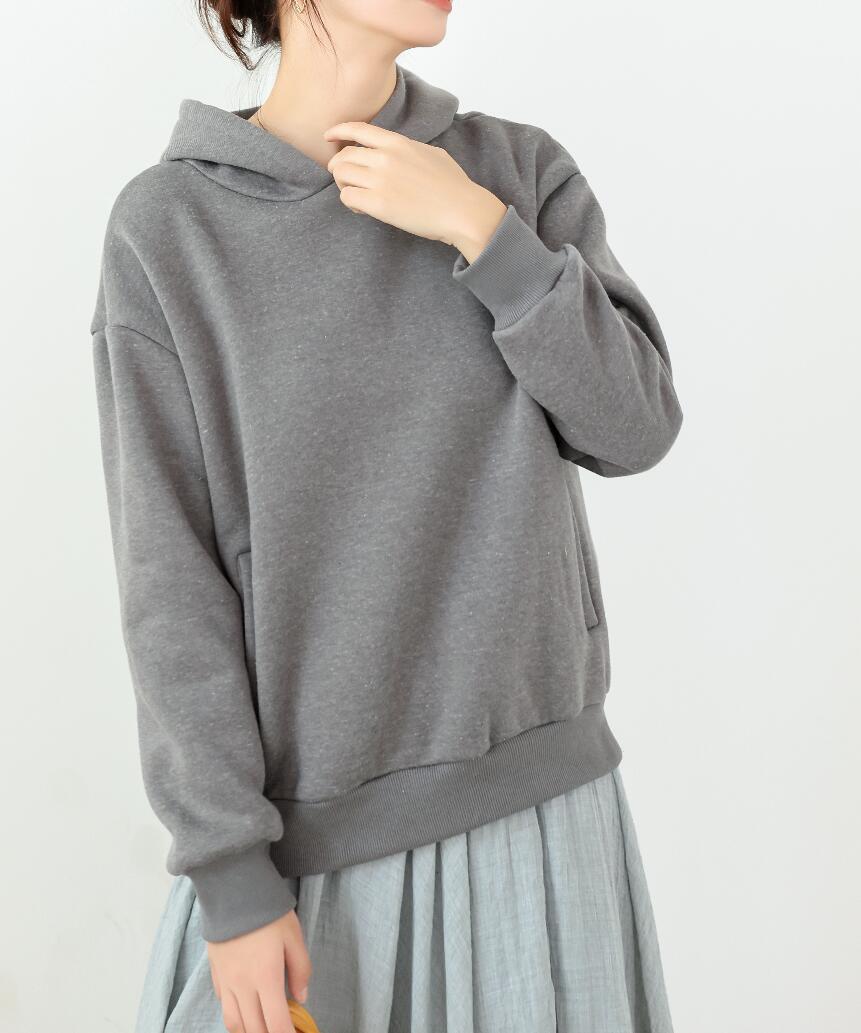 パーカー トップス レディース プルオーバー ダンボール 大きめ 上質 長袖 フード 厚手 柔らか チュニック |  | 06