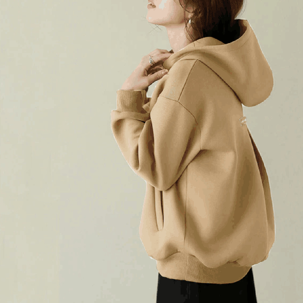 パーカー トップス レディース プルオーバー ダンボール 大きめ 上質 長袖 フード 厚手 柔らか チュニック |  | 02