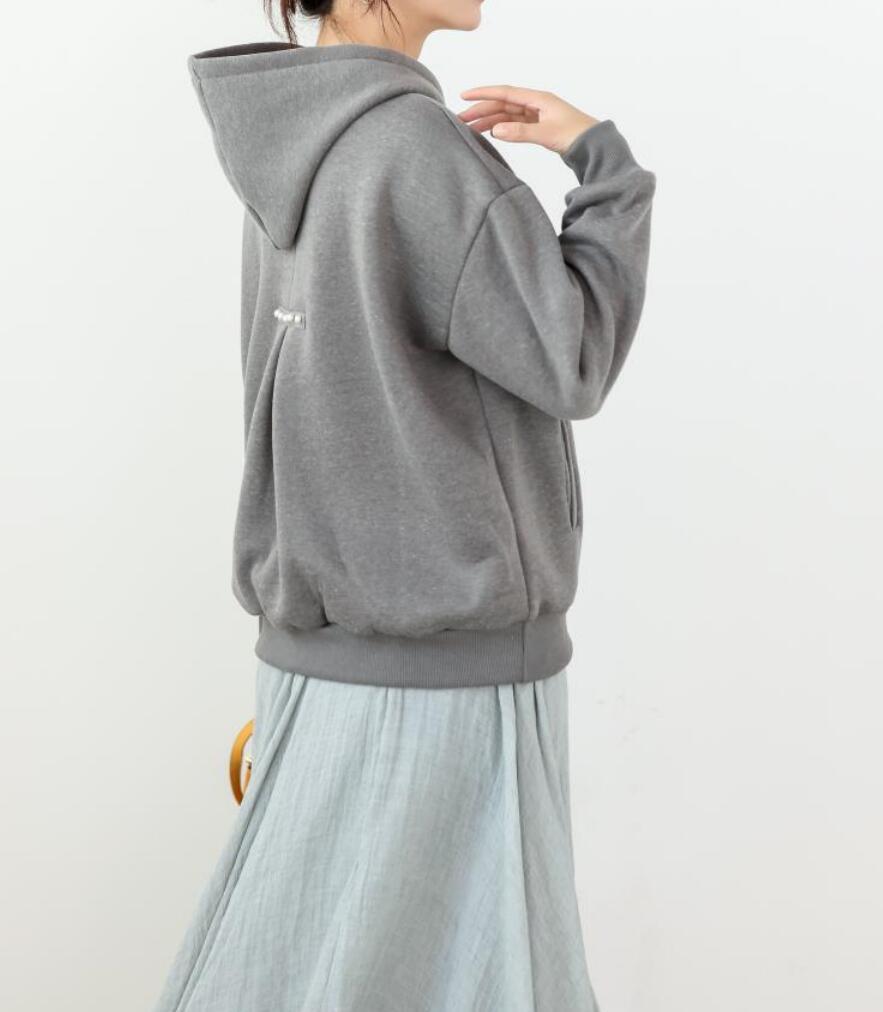 パーカー トップス レディース プルオーバー ダンボール 大きめ 上質 長袖 フード 厚手 柔らか チュニック |  | 03