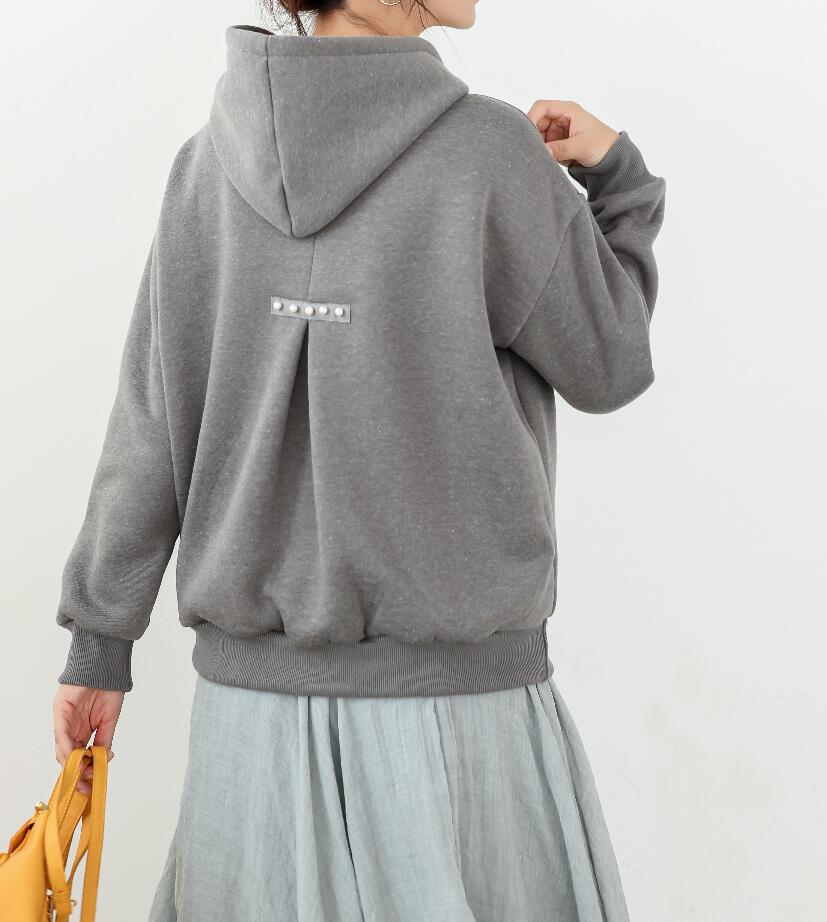 パーカー トップス レディース プルオーバー ダンボール 大きめ 上質 長袖 フード 厚手 柔らか チュニック |  | 07