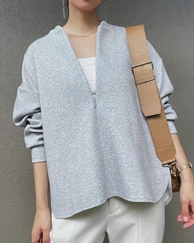 カットソー 長袖 レディース ダンボールニット 秋 マオカラー  ハイネック フロントファスナー ニット 杢 スタンドネック きれいめ カフス 上質 大人 |  | 17