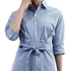 ストライプ ワンピース レディース ロング 七分袖 上品 シャツワンピース ウエストリボン きれいめ しわになりにくい dress |  | 02