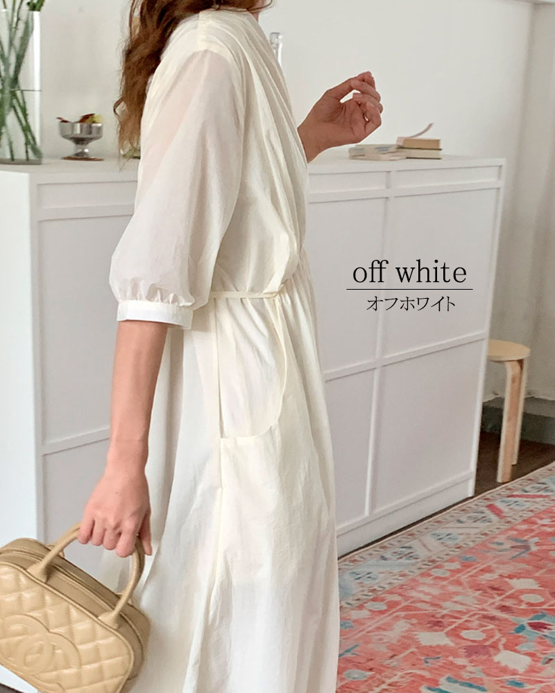 ワンピース 半袖 レディース ロングワンピース タック Vネック 着やせ 配色 きれいめ 旅行 脚長効果 dress |  | 03