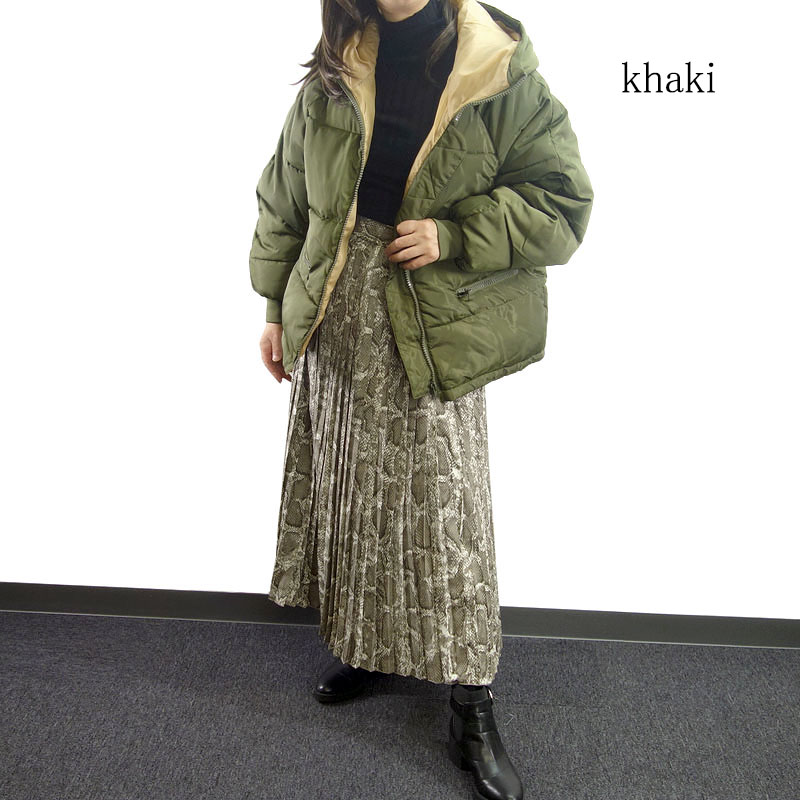 アウター レディース ブルゾン 中綿 ショート丈 冬 オーバーサイズ 配色 バイカラー ダウン風 エコダウン 20代 30代 40代 |  | 11