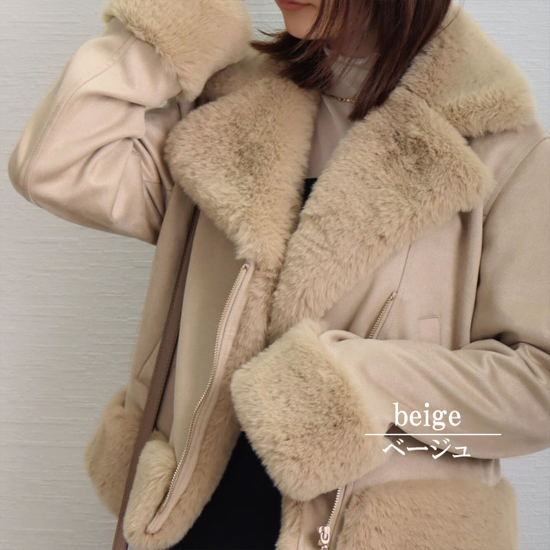 ジャケット レディース 冬 ライダースジャケット きれいめ ショート丈 ファー テーラード |  | 02