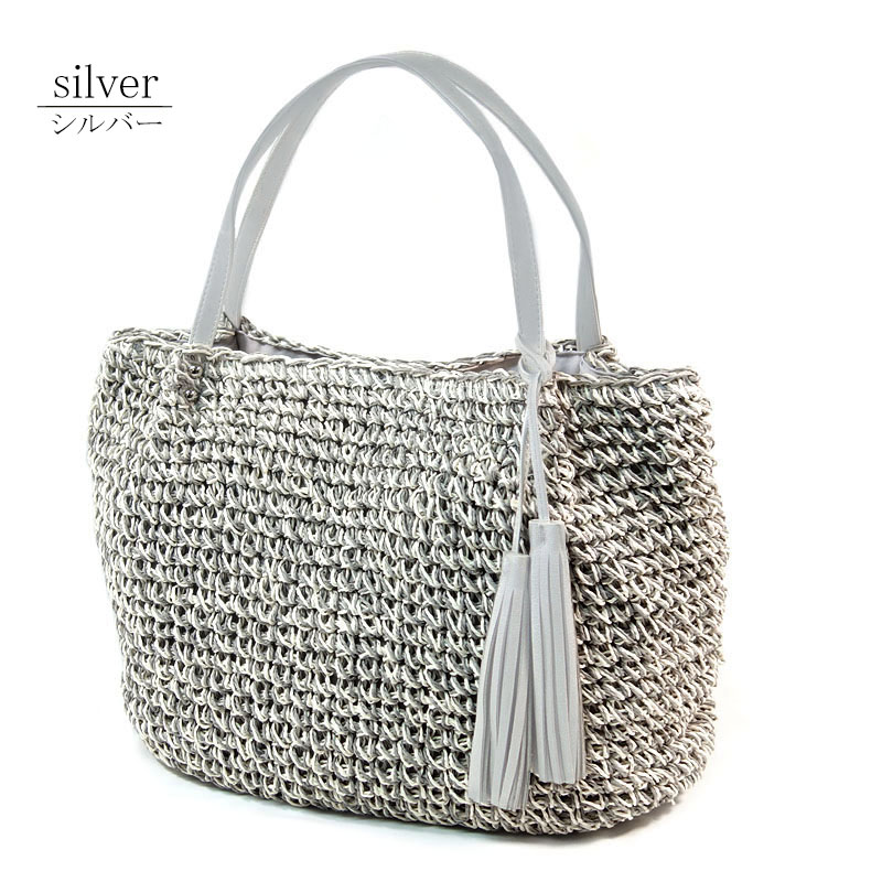 かごバッグ レディース トートバッグ 大きめ ショルダーバッグ 軽量 手提げ A4 ペーパーバッグ 籠編み フリンジ |  | 14