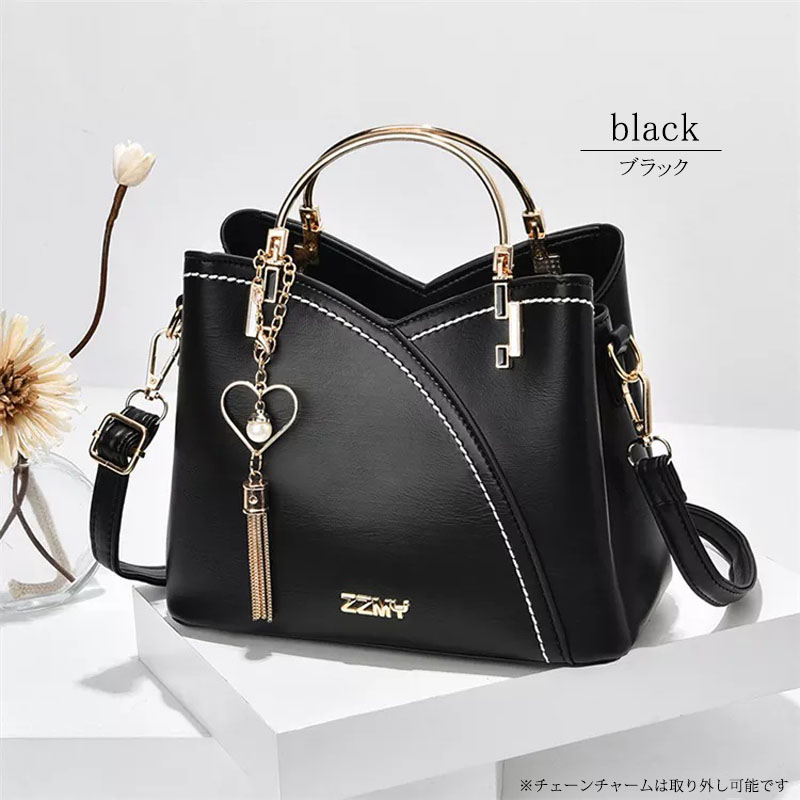 ショルダーバッグ レディース 2WAY 小さめ 肩掛け バイカラー 軽量 ハンドバッグ 斜めがけ ゴールド金具 合成皮革 |  | 12