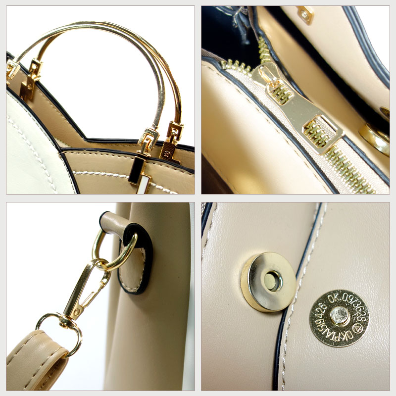 ショルダーバッグ レディース 2WAY 小さめ 肩掛け バイカラー 軽量 ハンドバッグ 斜めがけ ゴールド金具 合成皮革 |  | 16