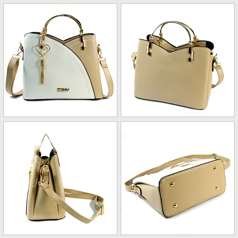 ショルダーバッグ レディース 2WAY 小さめ 肩掛け バイカラー 軽量 ハンドバッグ 斜めがけ ゴールド金具 合成皮革 |  | 17