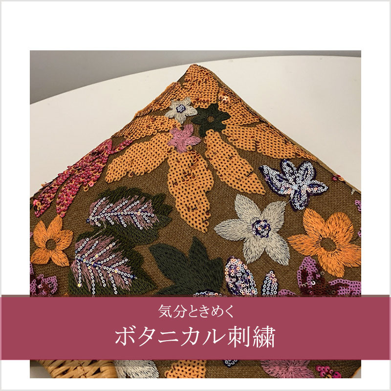 トートバッグ 刺繍 ファスナー スパンコール キャンバス バンブーハンドル キャンバス |  | 09