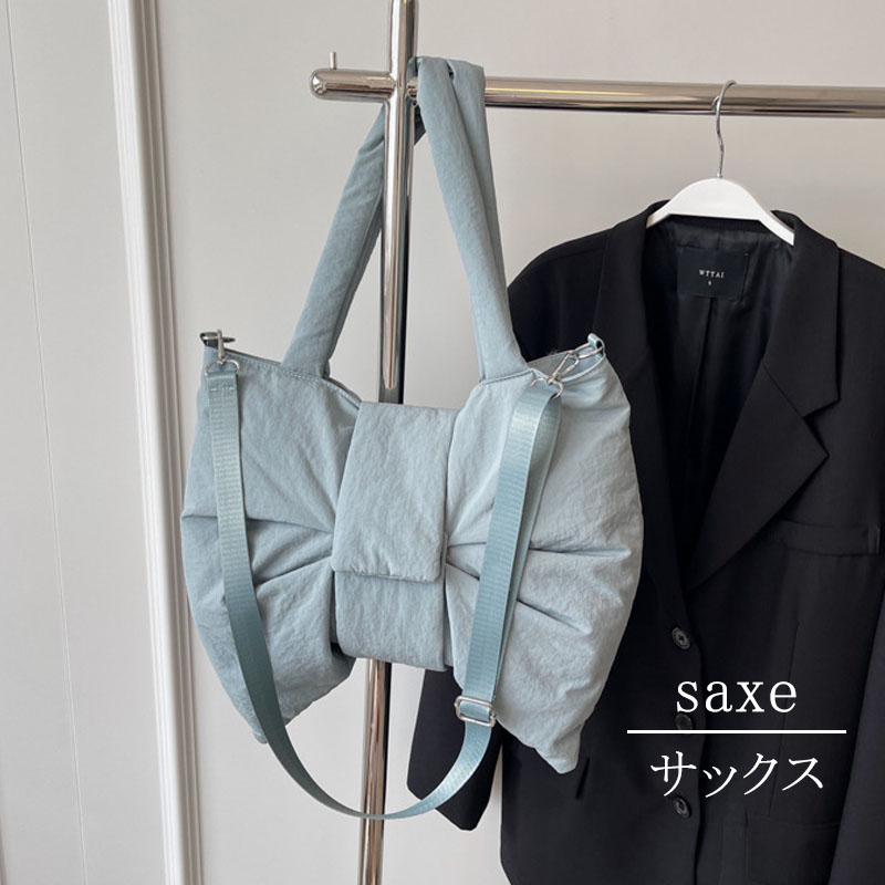 ショルダーバッグ 軽い 大容量 斜め掛けリボン型 ファスナー マジックテープ おしゃれ バッグ リボン 夏 2way 大きめ |  | 02