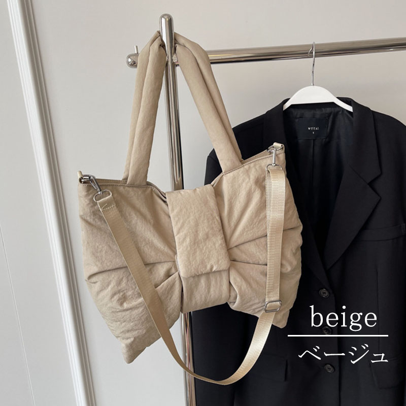 ショルダーバッグ 軽い 大容量 斜め掛けリボン型 ファスナー マジックテープ おしゃれ バッグ リボン 夏 2way 大きめ |  | 03