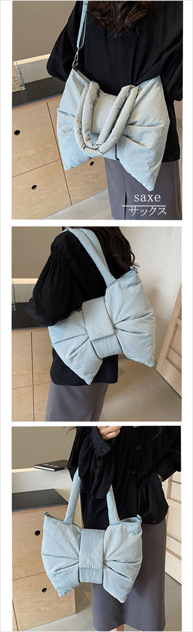 ショルダーバッグ 軽い 大容量 斜め掛けリボン型 ファスナー マジックテープ おしゃれ バッグ リボン 夏 2way 大きめ |  | 07