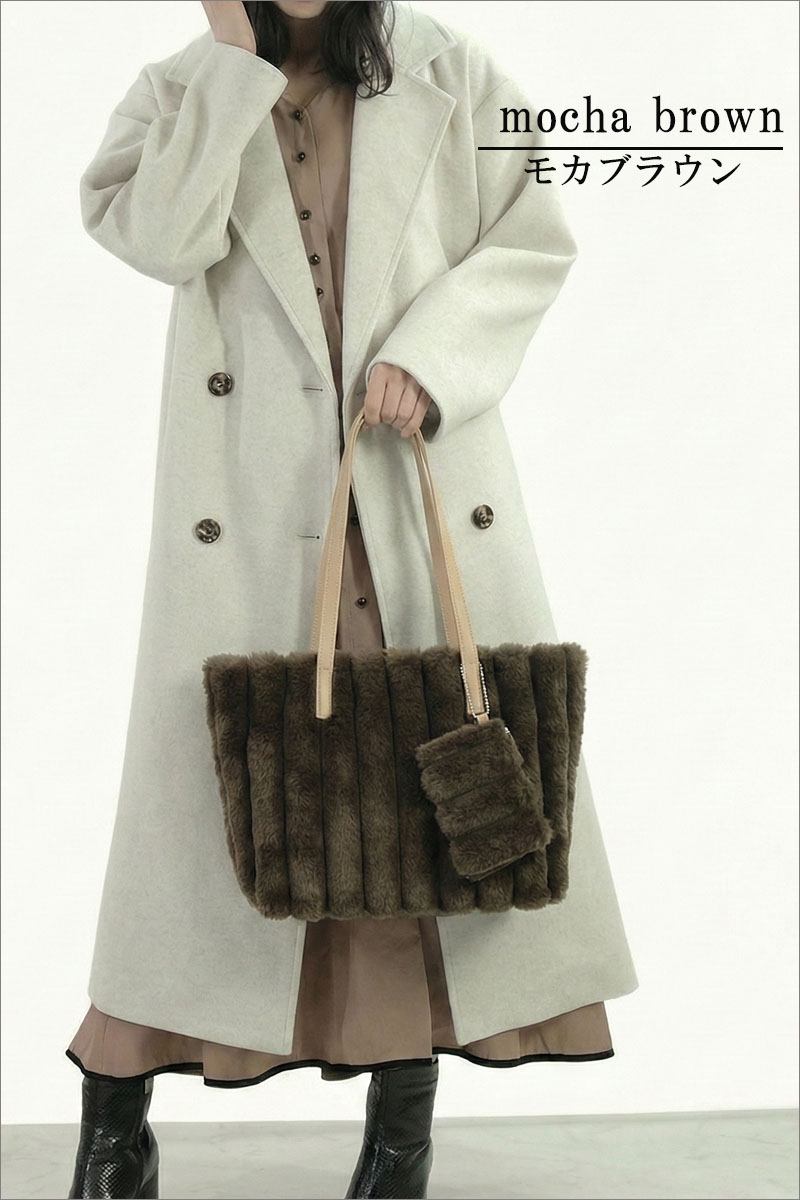 トートバッグ レディース 軽量 ファー ポーチ 手提げ ショルダーバッグ ふわふわ エコファーチャーム 軽量 きれいめ 大人 ハンドバッグ ファスナー |  | 05