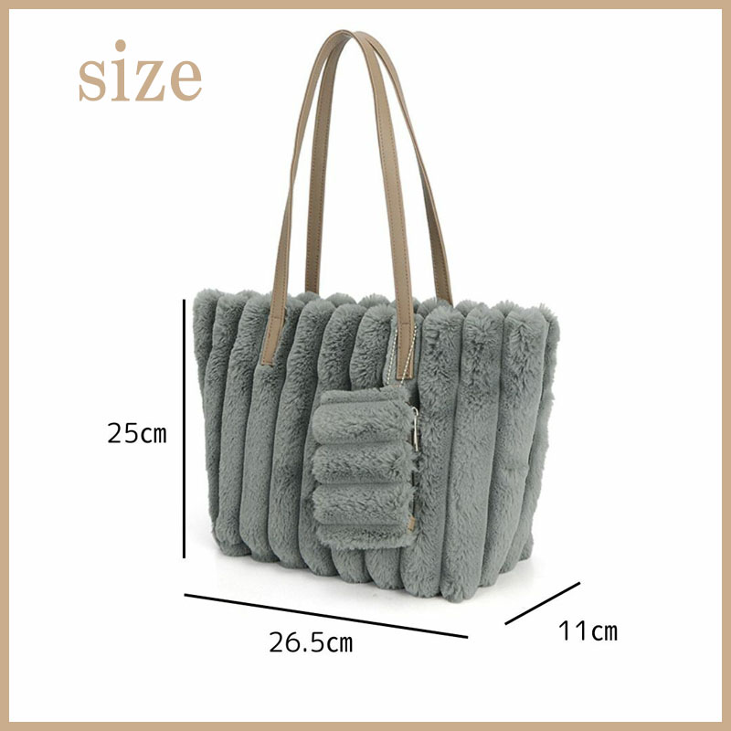 トートバッグ レディース 軽量 ファー ポーチ 手提げ ショルダーバッグ ふわふわ エコファーチャーム 軽量 きれいめ 大人 ハンドバッグ ファスナー |  | 23