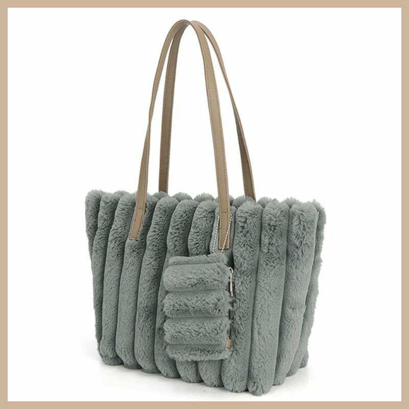 トートバッグ レディース 軽量 ファー ポーチ 手提げ ショルダーバッグ ふわふわ エコファーチャーム 軽量 きれいめ 大人 ハンドバッグ ファスナー |  | 09