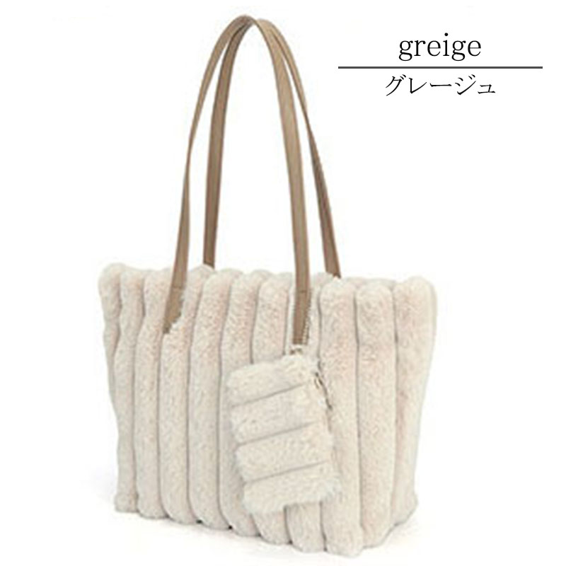 トートバッグ レディース 軽量 ファー ポーチ 手提げ ショルダーバッグ ふわふわ エコファーチャーム 軽量 きれいめ 大人 ハンドバッグ ファスナー |  | 01