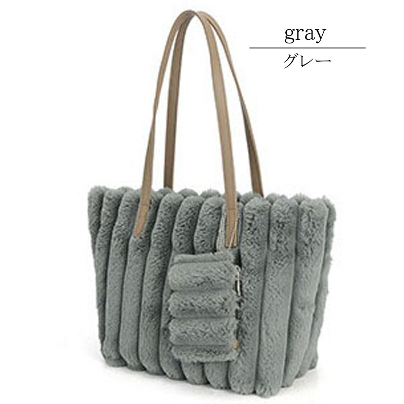 トートバッグ レディース 軽量 ファー ポーチ 手提げ ショルダーバッグ ふわふわ エコファーチャーム 軽量 きれいめ 大人 ハンドバッグ ファスナー |  | 02