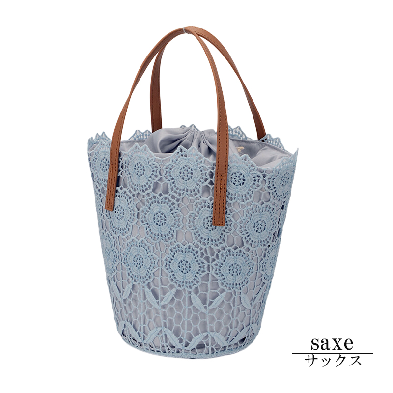 【くたっとしないレースバッグ！】かごバッグ カゴバッグ レース 自立型 トートバッグ レディース 春夏 大人 おしゃれ かご ポケット 巾着 |  | 02