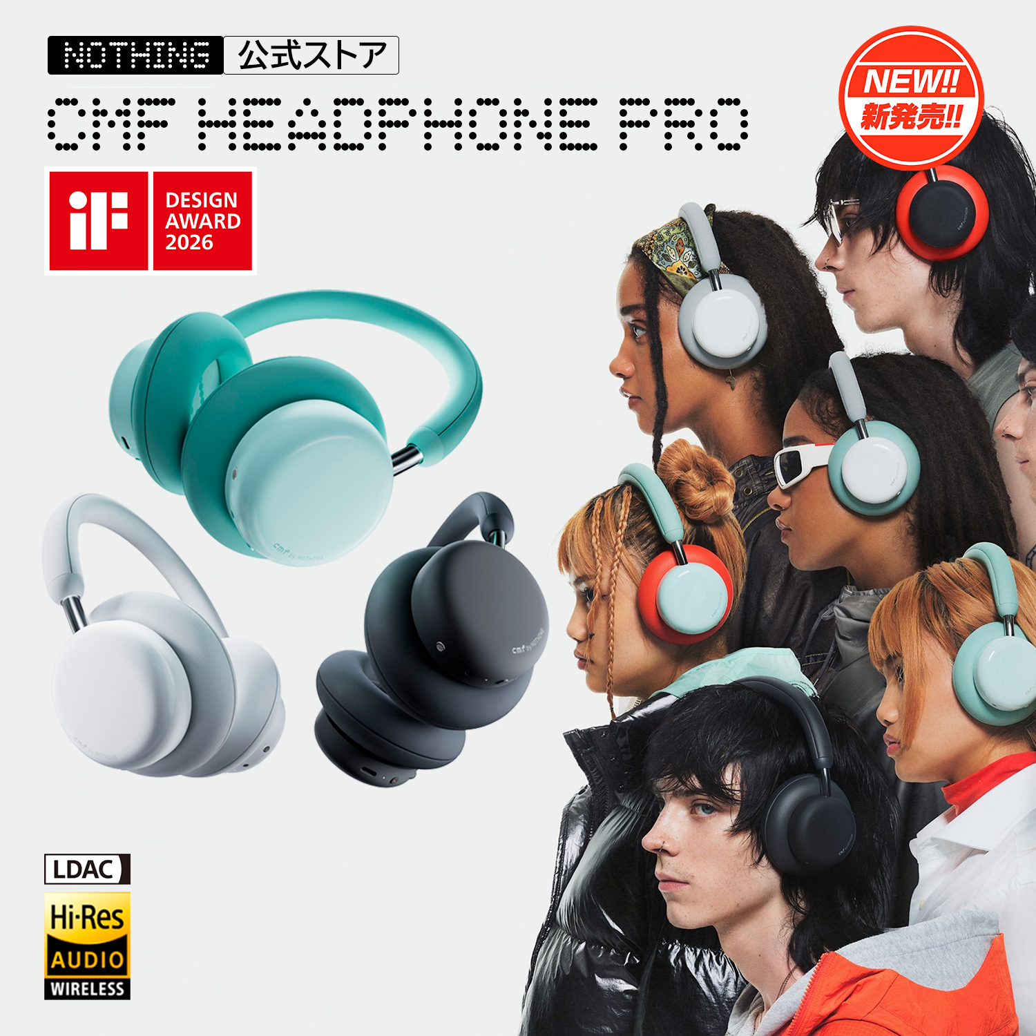 CMF Headphone Pro ワイヤレスヘッドホン グレー CMF by Nothing Headphone Pro オーバーイヤー ワイヤレスヘッドホン