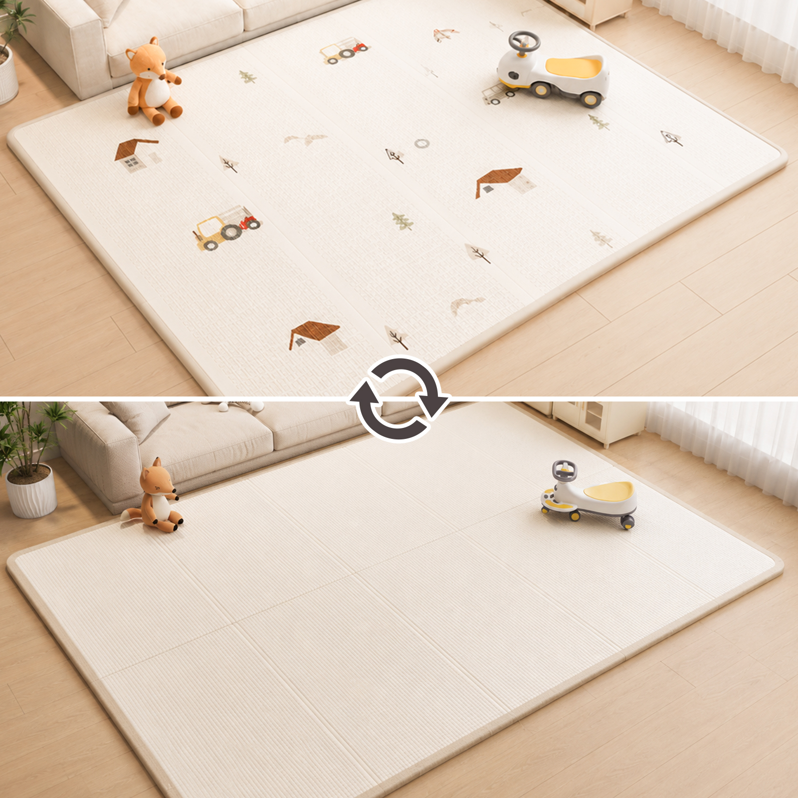 【美品】ベビープレイマット 折りたたみ 4cm マットレス 180×200cm DIYELL プレイマット 折りたたみ ベビー 180×200 道路 赤ちゃん