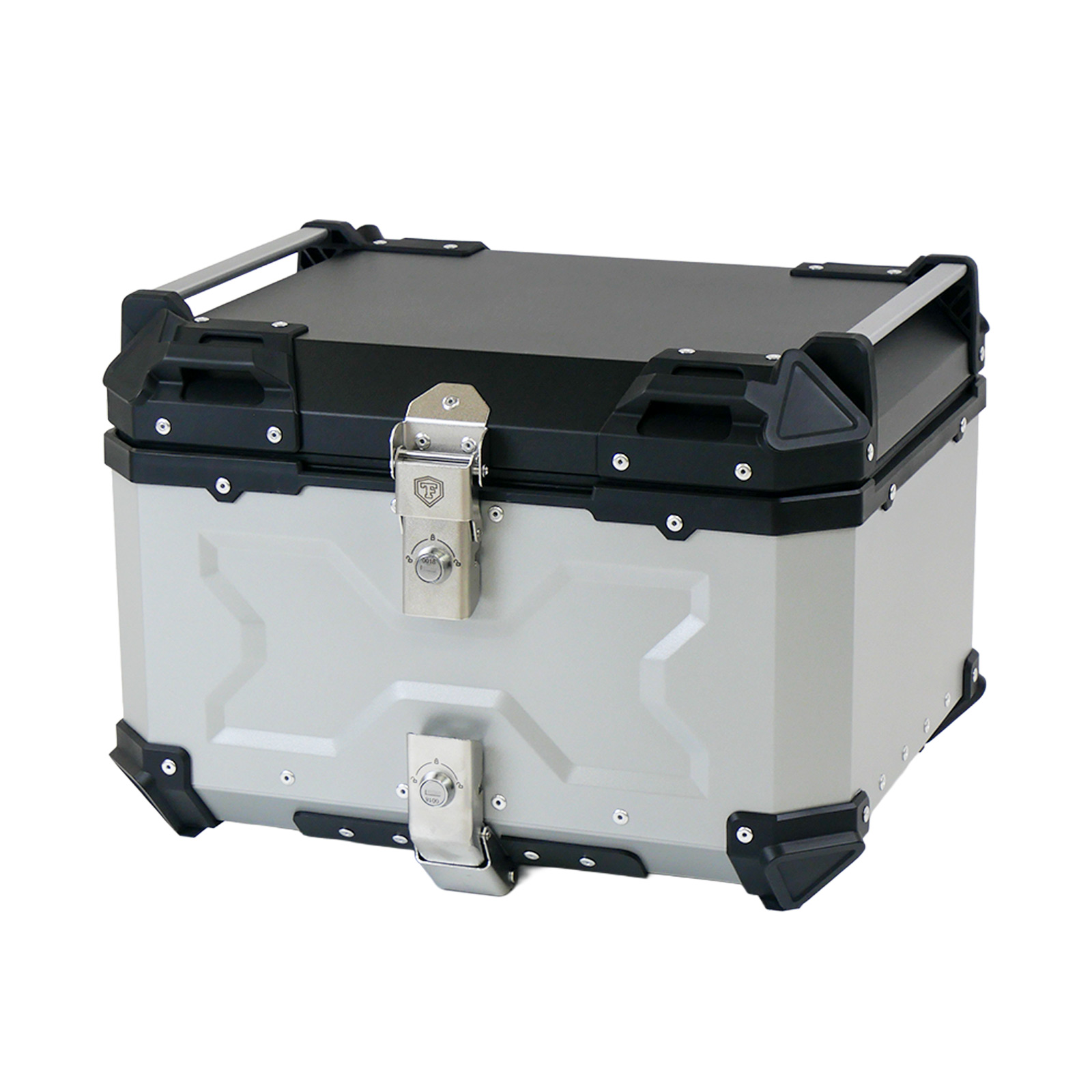 未使用中古美品 リアボックス 55L バイクリアボックス アルミ製　シルバー ONE STEP リアボックス バイク 55l 背もたれ バイクリアボックス大型