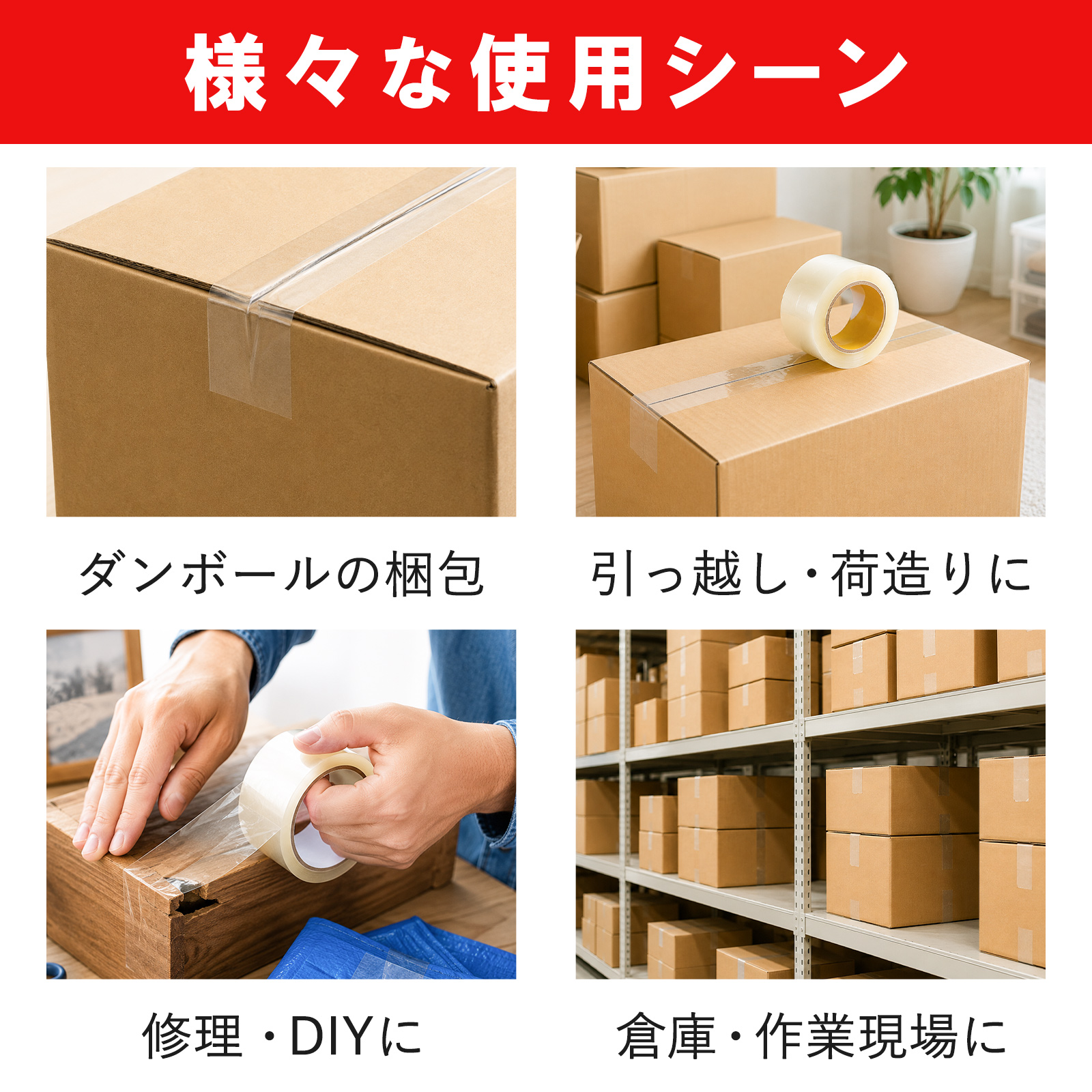 ONE STEP OPPテープ 梱包テープ 50巻 幅48mm 長さ100m 厚さ45μ 45
