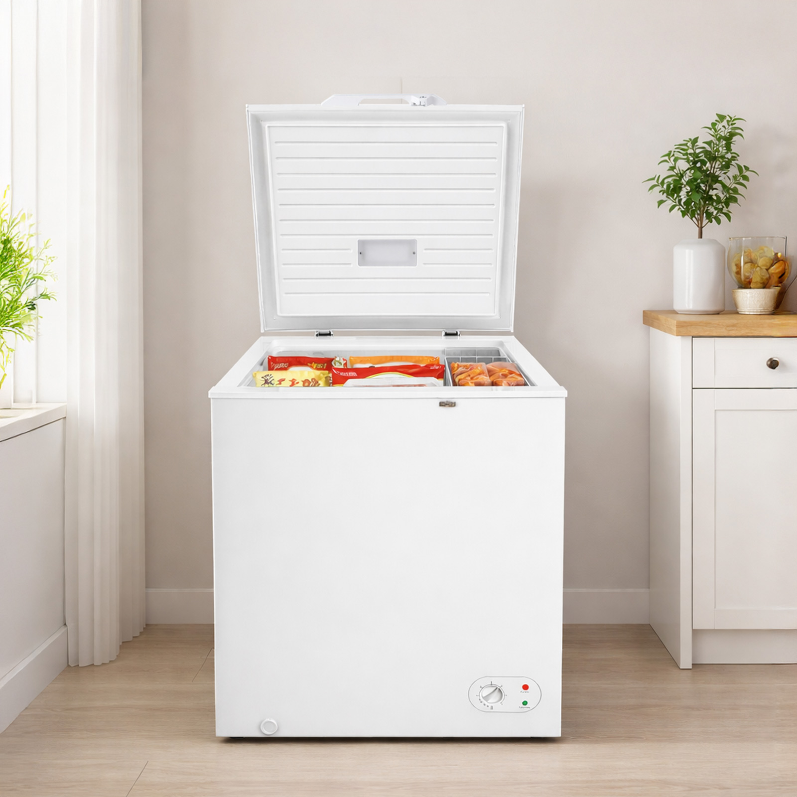 冷凍ストッカー 上開き 家庭用 屋外 業務用 冷凍庫 上開き 145l 省エネ 大容量 バスケット付 鍵付き 新品 | ONE STEP | 01
