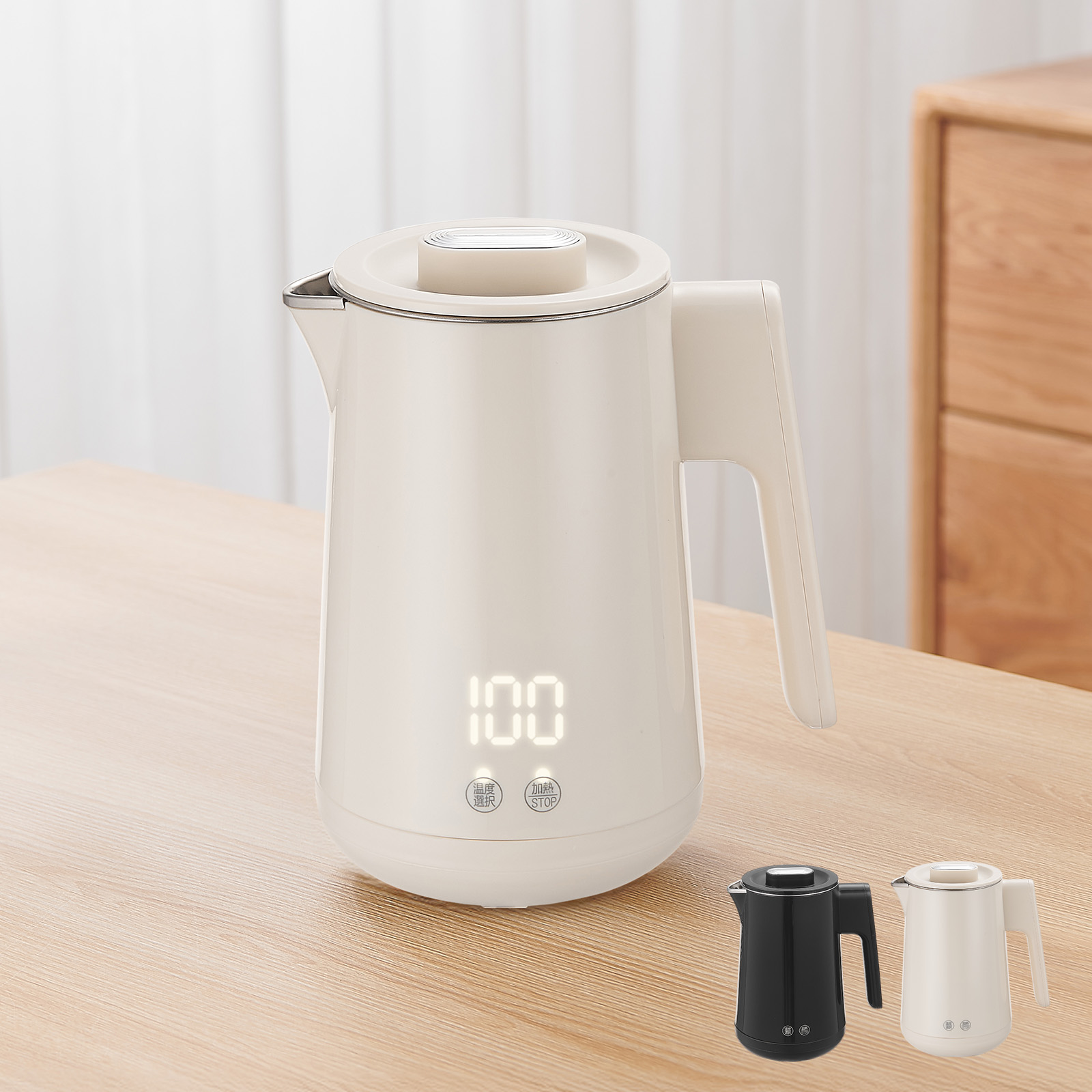 ケトル 電気ケトル 800ml 小型 温度調節 保温 ステンレス 内側 湯沸かし おしゃれ 一人暮らし 電気ポット | ONE STEP | 02