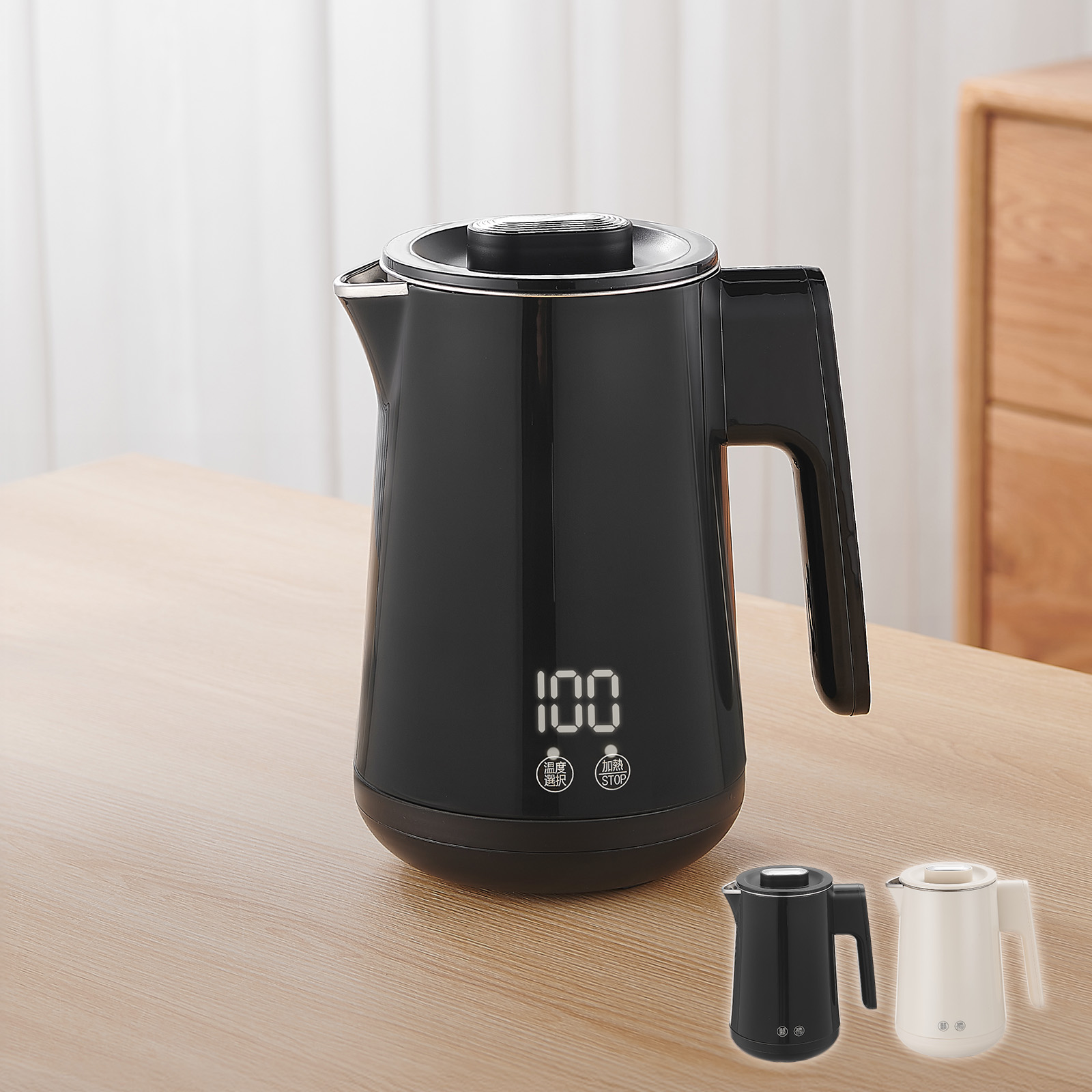 ケトル 電気ケトル 800ml 小型 温度調節 保温 ステンレス 内側 湯沸かし おしゃれ 一人暮らし 電気ポット | ONE STEP | 01