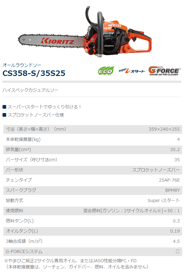 共立 チェンソー CS358-S/35S25 チェーンソー/オールラウンドソー