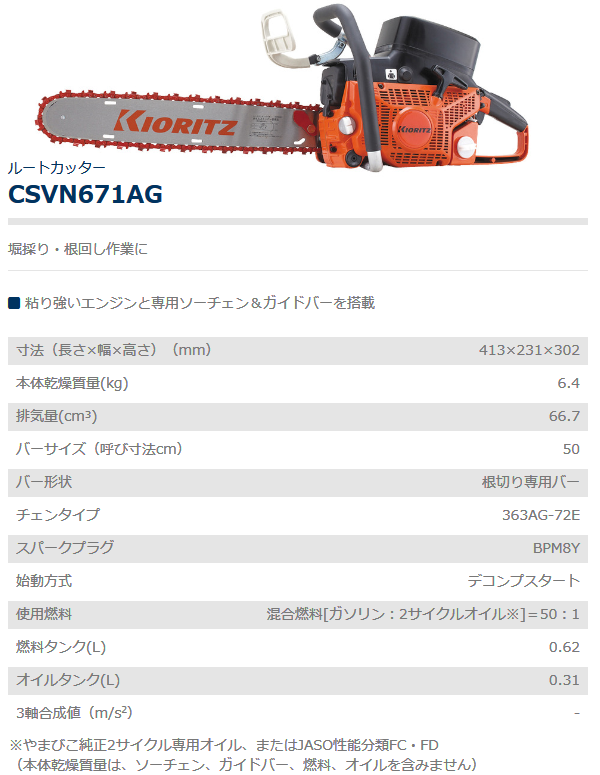 共立 根切チェンソー CSVN671AG チェーンソー/ルートカッター/根きり