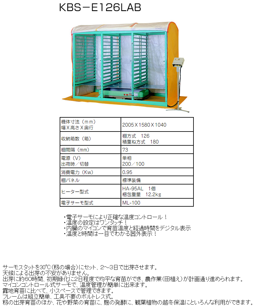 KEIBUN 複合蒸気式育苗器 KBS-E126LABB 出芽器/発芽器/育苗器/ケイブン