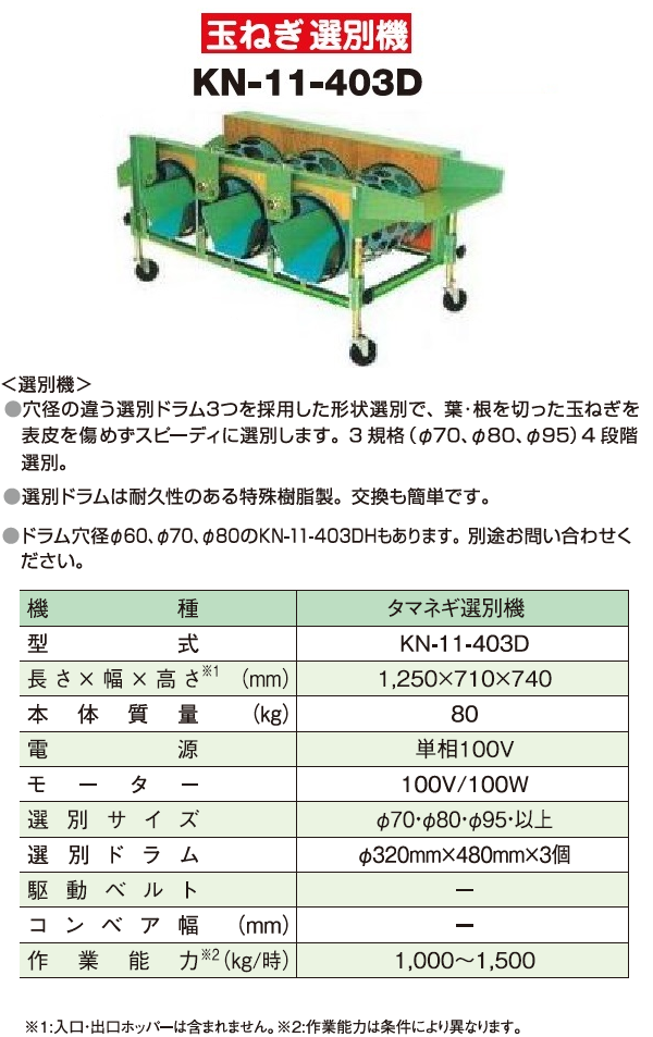 共立　玉葱選別機　KN-11-403D　玉葱/たまねぎ/玉ねぎ/タマネギ/選別機/せん別機/選別