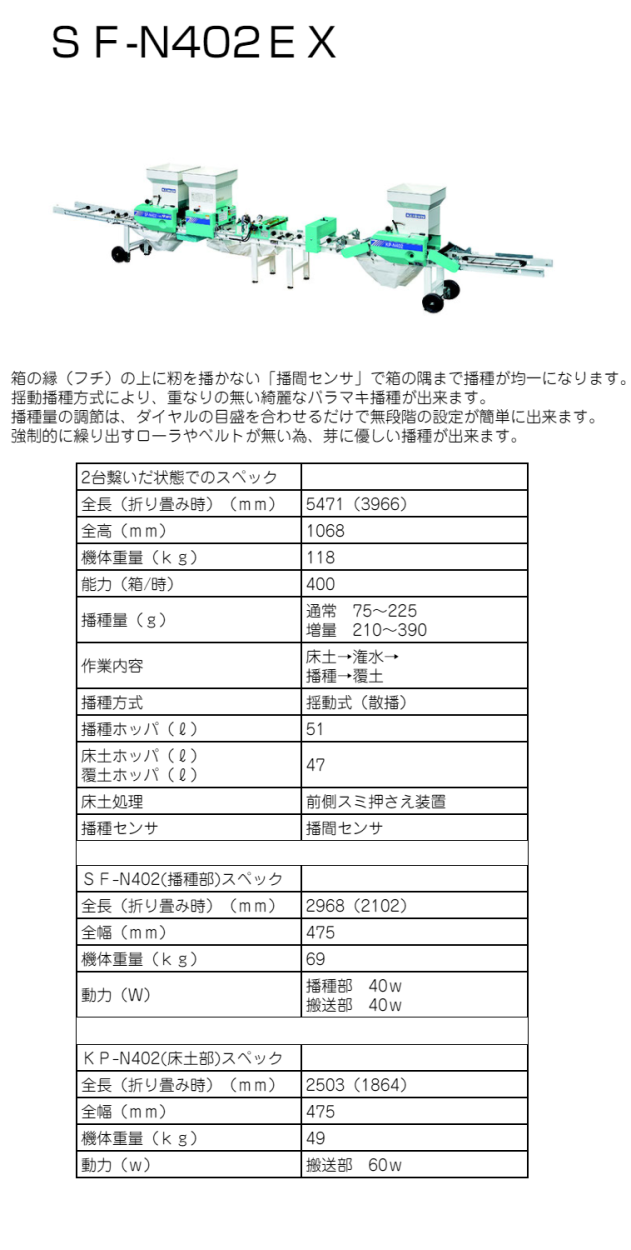 KEIBUN 水稲用播種機（自動） SF-N402EX 播種機/播種/種まき/種まき機