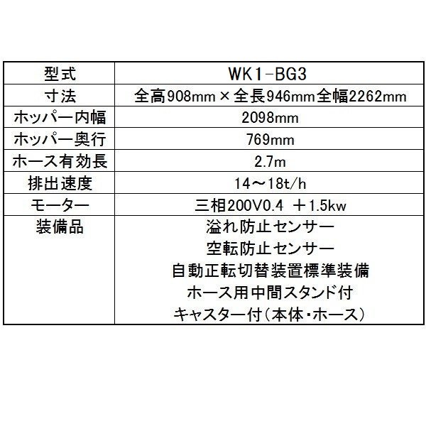 石井製作所 高排出ワイドホッパー WK1-BG3 （ホース3M） 搬送機/バネ搬送/バネコンベア/バネコン/ホッパー/ワイドホッパー/低床ダンプ対応  : 004002000043 : 農機具ショップ - 通販 - Yahoo!ショッピング