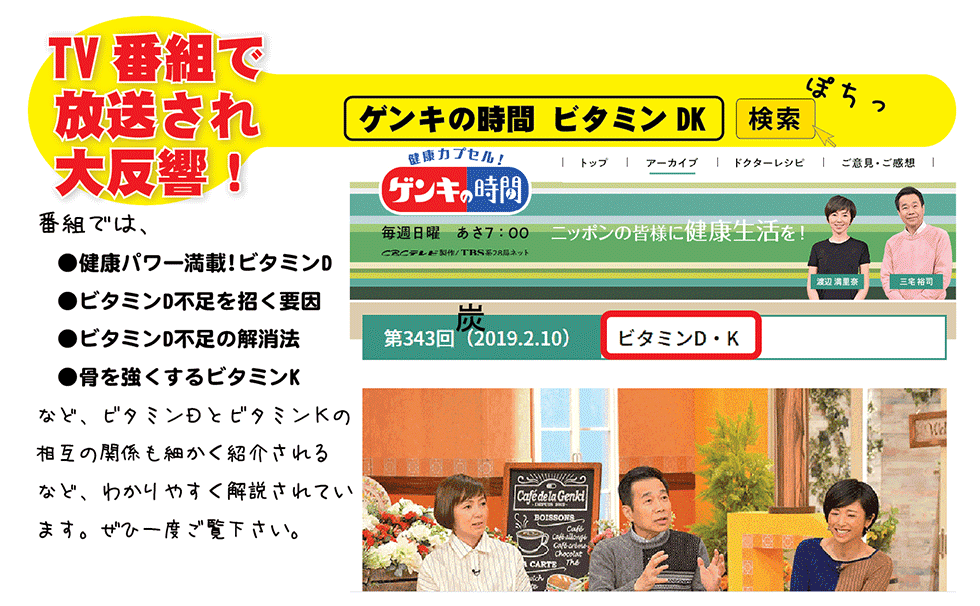 体の防衛機能を強化する、ビタミンD3＋K2