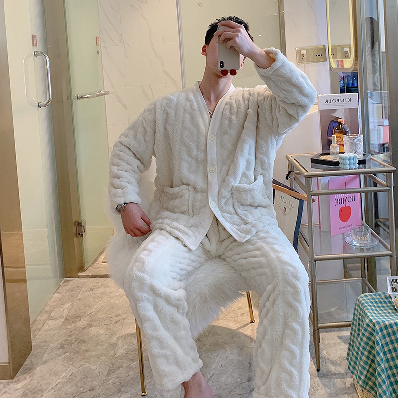 厚手ルームウェア フランネル 部屋着 前開き メンズ レディース
