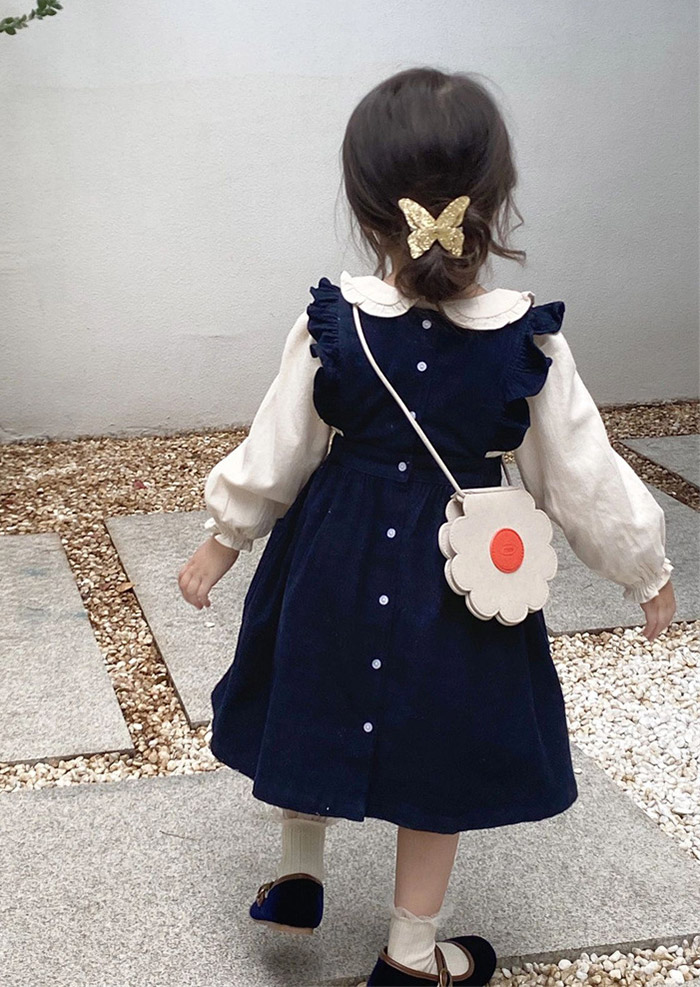 ワンピース ドレス 長袖 女の子 2点セット シャツ+ワンピース 子供  