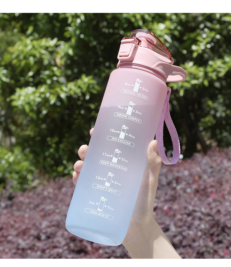 水筒 1L 目盛り付き ストロー 1リットル ウォーターボトル タイム