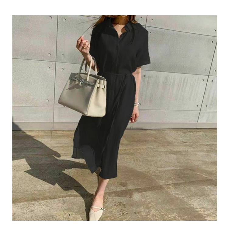 半袖ワンピース レディース ロング マキシ 上品 シャツワンピース