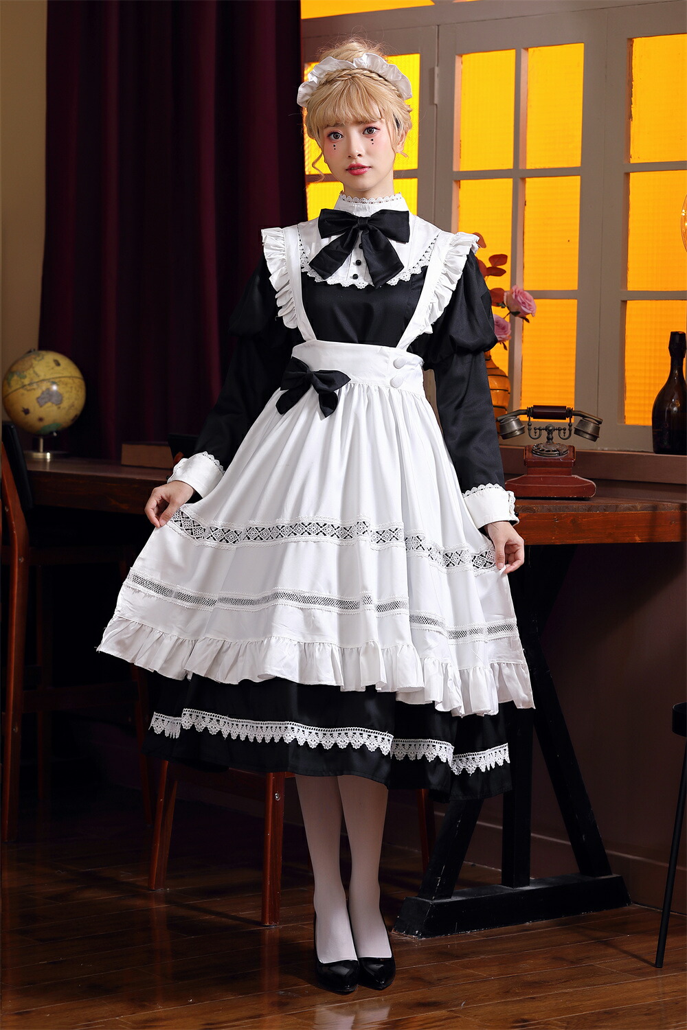 コスプレ 仮装 メイド 服 ゴスロリ ブラック 黒 衣装 女装