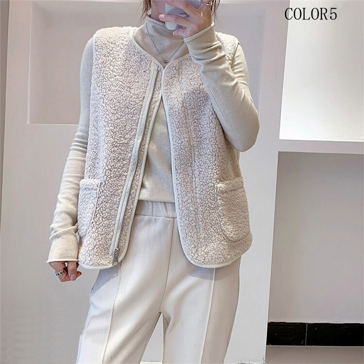 ベージュ ノースリーブベスト 2ポケット 231212sj2_desc_1.jpg