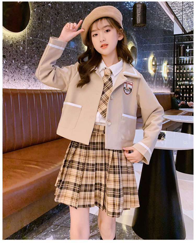 入学式 卒業式 女の子 スーツ セットアップ jk制服 秋冬 お洒落 可愛い スクールベスト ショートジャケット チェック柄 スカート ホワイト  ブラウス 入園式