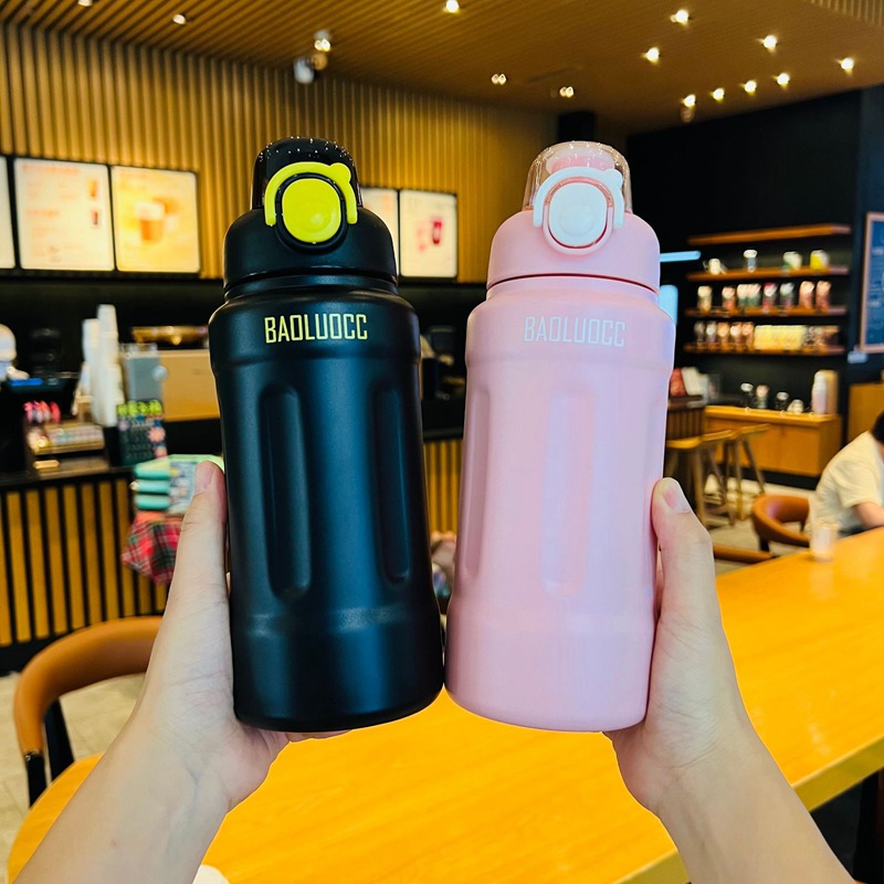 水筒 真空 断熱 800ml ステンレスボトル ストロー/直飲み 魔法瓶 保冷