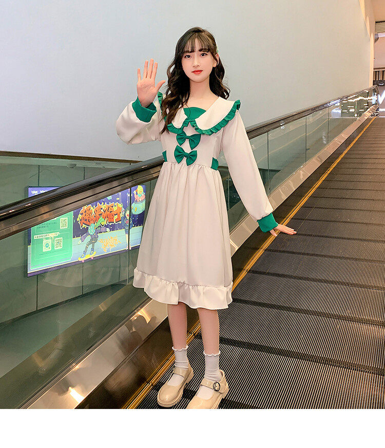 ワンピース キッズ 女の子 子供服 フォーマル 女児 長袖 大きめの衿 襟