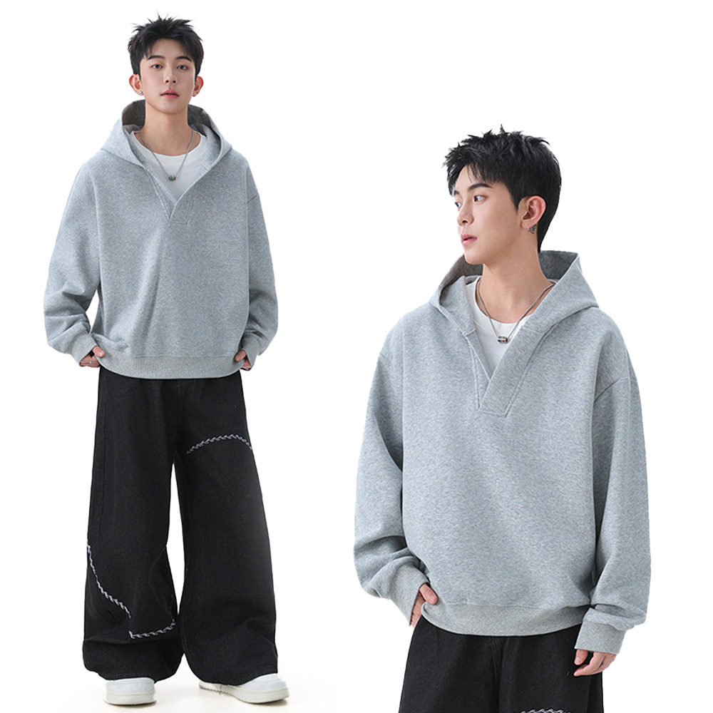 ビッグシルエット プルオーバー パーカー 3colors ブルー ライトグレー